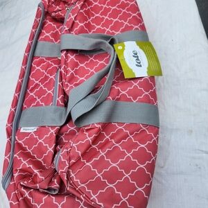 Red and Gray Geometric Tote Bag